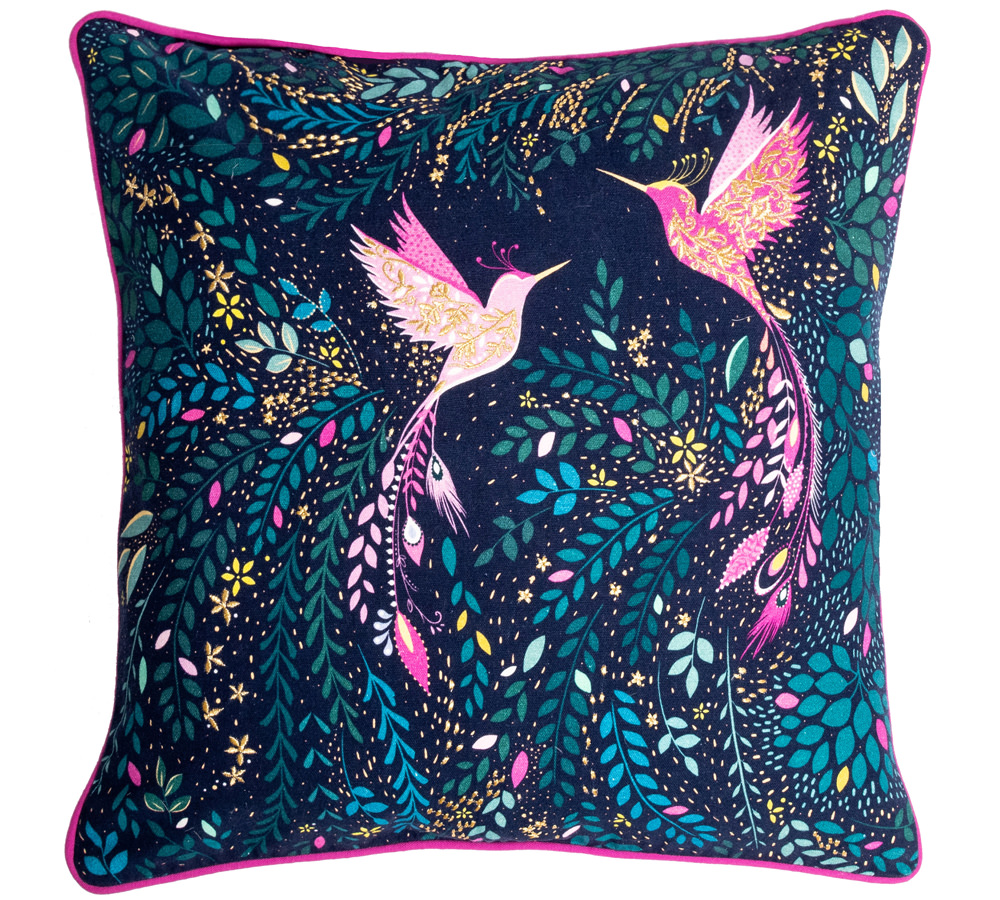 Sara Miller Paradise Hummingbird Embroidered Cushion